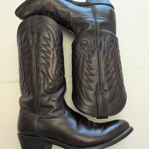 Vintage Acme Black Cherry Leather Cowboy Boots